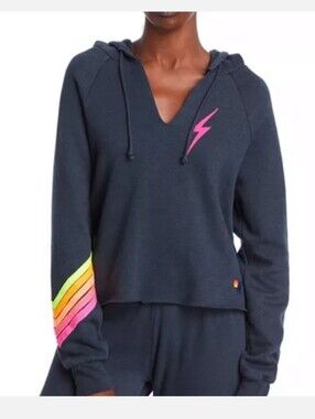 Aviator Nation Bolt Chevron Cropped Hoodie XS